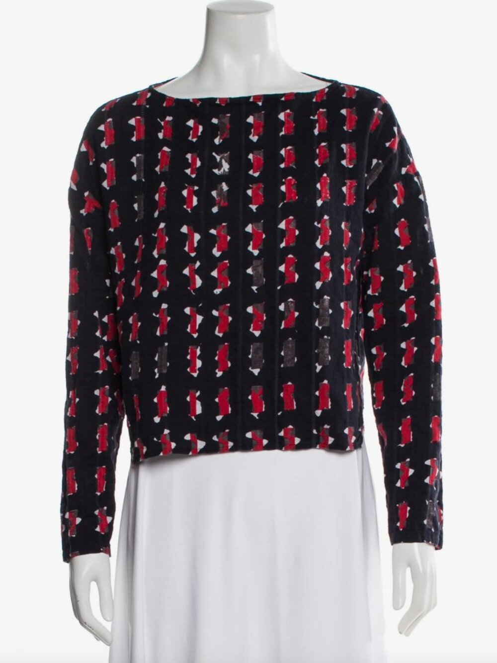 Rachel Comey Size L Patterned Bateau Neckline Top